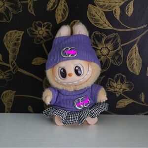 Labubu Clothes Beanie, Skirt and Shirt - Purple (DOLL NOT INCLUDED)
